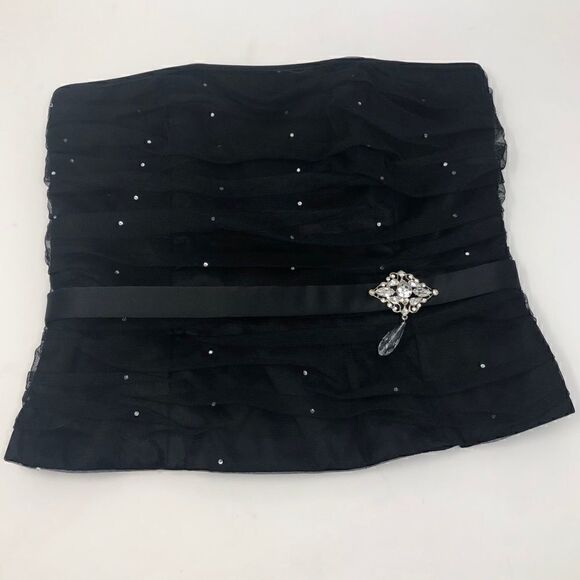 Scott McClintock 6 Elegant Cocktail Strapless Black Evening Rhinestone Top - Picture 3 of 8